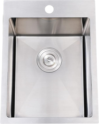 SHACO 15x20 Inch Drop In Bar Sink, Small Kitchen Sink for RV, 16 Gauge 304 Stainless Steel Topmount Handmade Wet Prep Single Bowl for Yard Office Utility Laundry with Grid & Drain