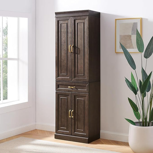 Crosley Furniture Stanton Pantry Storage Cabinet with Shelves, Kitchen, Dining, or Laundry Room, Coffee