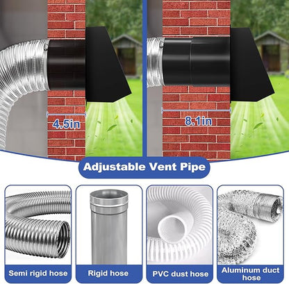 10 Inch Hooded Wall Vent with Screen and Damper, 10 Inch Range Hood Wall Vent Cap, Wall Exhaust Vent Cover, Outdoor Hooded Wall Vent for Dryer Vent, Outside Exterior Mount, Range Hood, Kitchen, Black