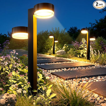 Solar Pathway Lights Outdoor Waterproof, 2 Pack Dual-Head Solar Lights Outdoor, 2X Brighter 24 LED Outdoor Solar Garden Light for Yard Path Walkway Driveway Solar Powered Landscape Lighting