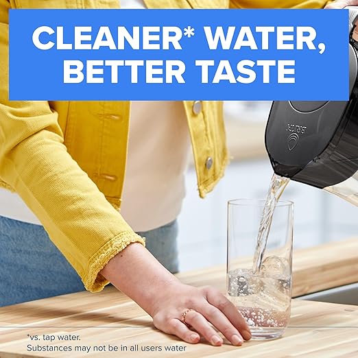 Brita Large 10-Cup Water Filter Pitcher, WQA NSF/ANSI Certified, Removes Chlorine Taste & Odor, Reduces Zinc, Copper & Mercury, 1 Standard Filter, Lasts 2 Months, Blue