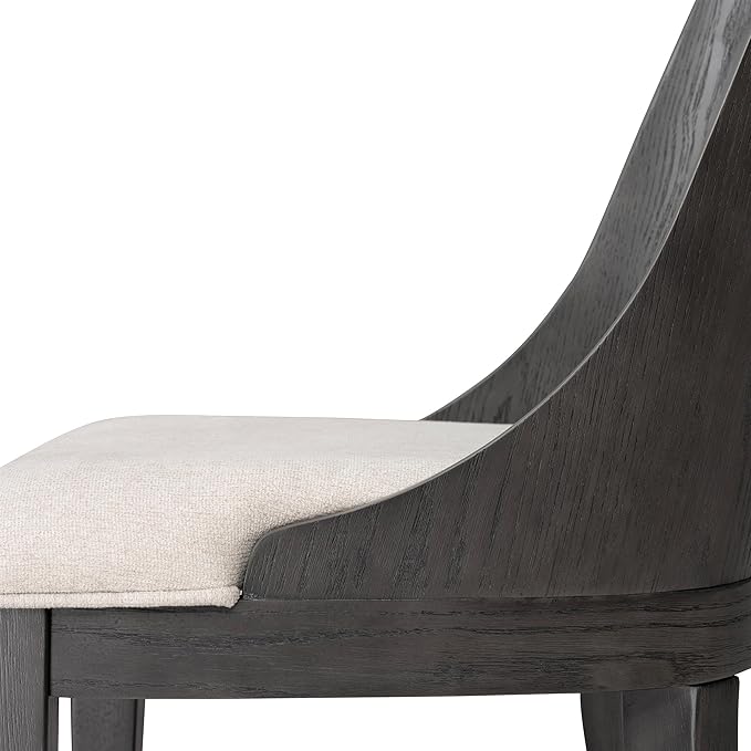 Furniture of America Selyra Modern Solid Wood Counter Height Chairs Set of 2 with Curved Wood Back, Comfortable Upholstered Seating for Dining Room, Home Kitchen, Ash Grey