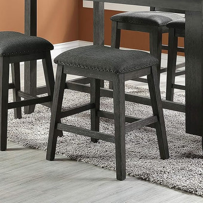 Living Room Chairs Comfy, Farmhouse Modern Counter Height Dining Stools Set of 2, Solid Wood Kitchen Island Chair with Cushioned Seat for Dining Room, Comedor Sillas，Bedroom Furniture,Gray