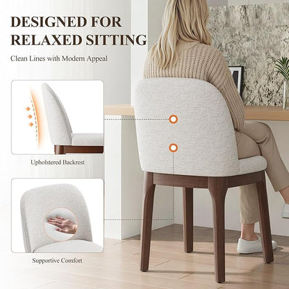 MALOL Wooden Dining Chairs Set of 6, Upholstered Kitchen & Dining Room Chairs with Thickened Wooden Legs, Farmhouse Side Chairs, Beige