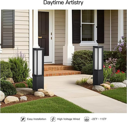 MVBT Landscape Path Light Hard Wired, 31.5" Outdoor Pathway Lights AC100-240V, Waterproof Bollard Driveway Lamp, Modern 3000K Standing Lighting Patio Lawn Tall Garden Lantern for Commercial Walkway