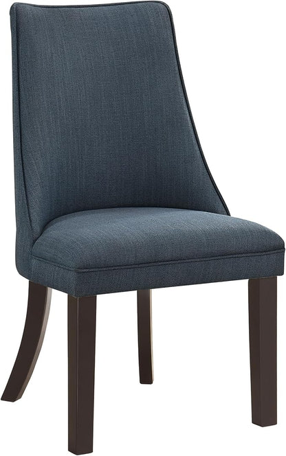 Lexicon Kitchen & Dining Room Chairs, Dining Chairs Set of 2, Fabric Upholstered Dining Chairs, Rubberwood Armless Dining Chairs with Curved Back, Modern Dining Chair, Easy Assembly, Blue Gray
