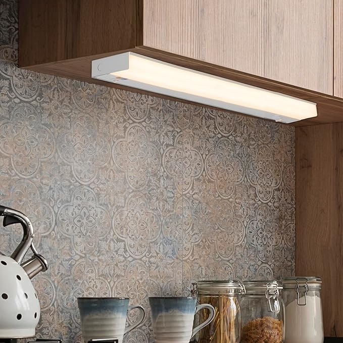 Maxxima 12 in. Hardwired LED Under Cabinet Light - 300 Lumens, 5 CCT, Color Temperature Slide Control, 2700K/3000K/3500K/4000K/5000K, Kitchen and Indoor Lighting Fixture, White, On/Off Switch