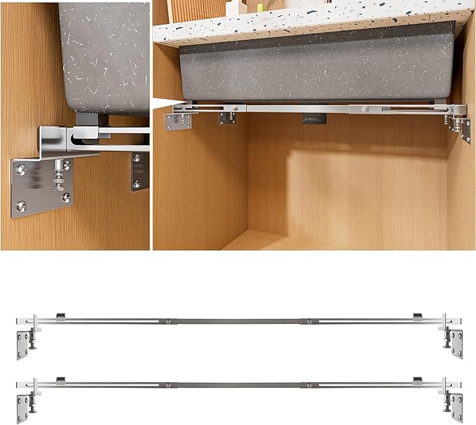 CPT-4pro Upgrade Undermount Sink Brackets Stainless Steel Adjustable Supports with 4 Anti-bulging Kit for Heavy Duty Undermount Kitchen Sink (47"-63"(119-160cm))