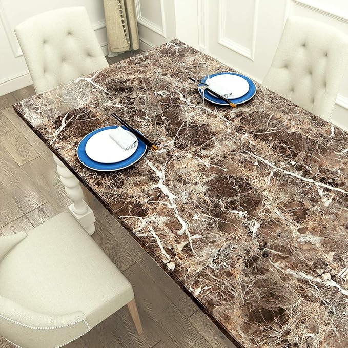 LaCheery 24"x160" Brown Marble Countertop Contact Paper Decorative Self Adhesive Wallpaper Roll Peel and Stick Countertops for Kitchen Backsplash Cabinet Shelf Drawer Liner Bathroom Counter Top Covers