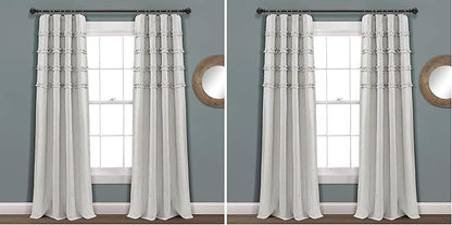 Lush Decor Vintage Stripe Yarn Dyed Cotton Window Curtain Panel Pair, 95" x 40", Gray (Pack of 2)