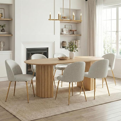 Casaphoria Dining Chairs Set of 2, Modern Gray and Gold Upholstered Accent Chairs with Metal Legs, Ergonomic Comfy Vanity Chair for Kitchen, Living Room, and Bedroom