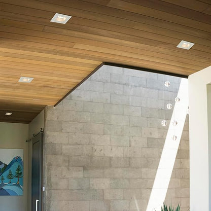 Maxxima 4 in. Ultra-Thin Recessed Anti-Glare LED Downlight, Canless IC Rated, 5 Color Temperature Selectable 2700K/3000K/3500K/4000K/5000K, Dimmable Square Stone Gray Trim, 90 CRI