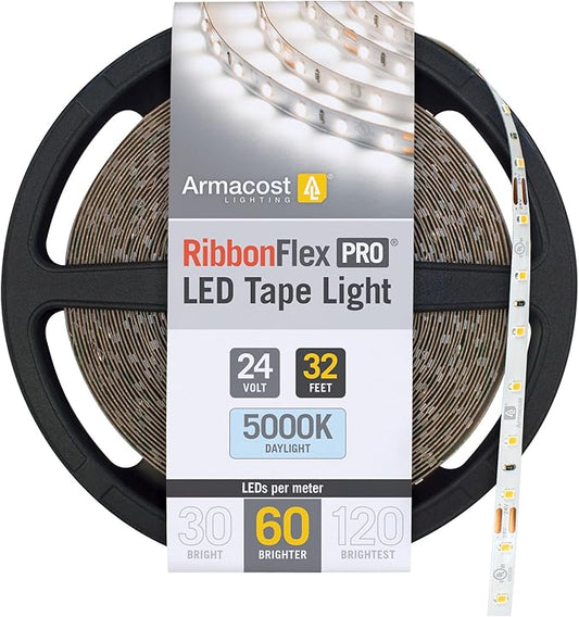 Armacost Lighting RibbonFlex Pro 24V White LED Strip Lights 60 LED/m, 5000K, 32.8 ft 165250