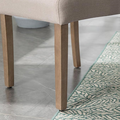 Upholstered Dining Chair Modern Stylish Parsons Kitchen Diner High Back with Silver Nailhead Trim & Wood Legs, Set of 2