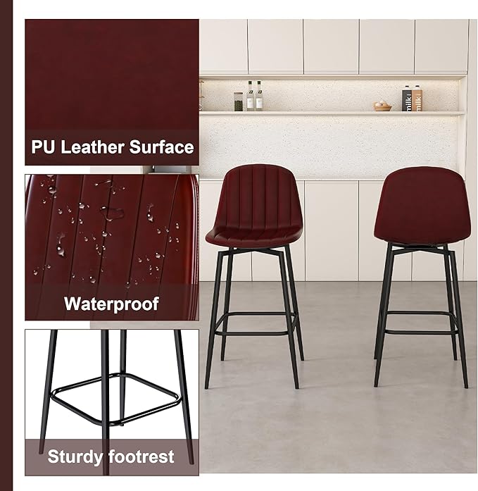 Montary 63-inch Modern Kitchen Island and Dining Table Set with 4 Swivel Stools, Marble-Look Countertop with LED Lights and Metal Grille Design, for Kitchen, Living Room,Black & Brown