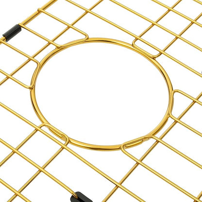 Kitchen Sink Grid, Kitchen Sink Protectors, Stainless Steel Sink Grids for Bottom, 26" x 14" with Rear Drain for Single Sink Bowl, Golden Color