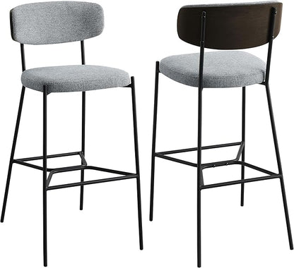 Coaster Home Furnishings - Elison - Set of 2 Pub Height Bar Stools with Foam Cushioned Seat and Geometric Detail Footrest - Mid-Century Modern - Dining Room & Kitchen - Gray & Black - 182647