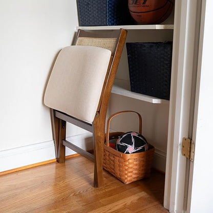 Powell Kasi Brown and Natural Rattan Cane Fully Assembled Foldable Wooden Dining Side Chair