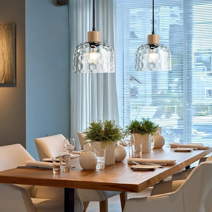 Modern Glass Pendant Light, 7.87“ Farmhouse Small Dome Hanging Lamp Shade, Mid Century Mini Ceiling Chandelier Lighting Fixture for Kitchen Island Laundry Room Bathroom Hallway Foyer