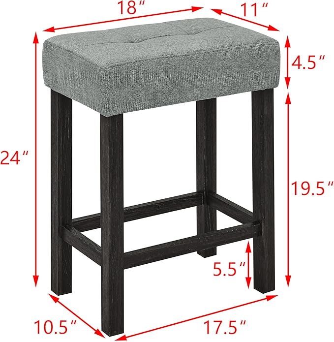 59" Bar Table Set with Power Outlet - 4 Piece Dining Table and 3 Upholstered Stools, Counter Height Pub Table with Charging Station, Fordining Room, Kitchen Island Table with Seating Pub Table Set