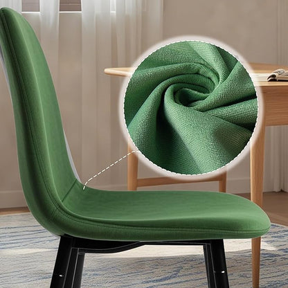 CangLong Modern Velvet Dining Chairs Set of 2 – Upholstered Accent Chairs with Metal Legs, Dark Green for Living Room, Bedroom, Restaurant