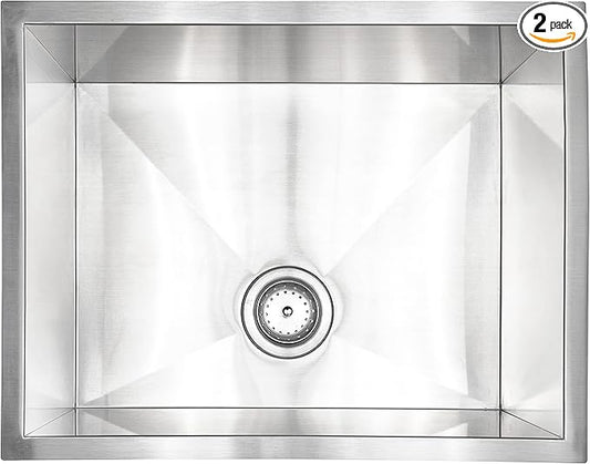 MSI 23 Inch Undermount Single Bowl 16 Gauge Stainless Steel Kitchen Bar Sink and Strainer