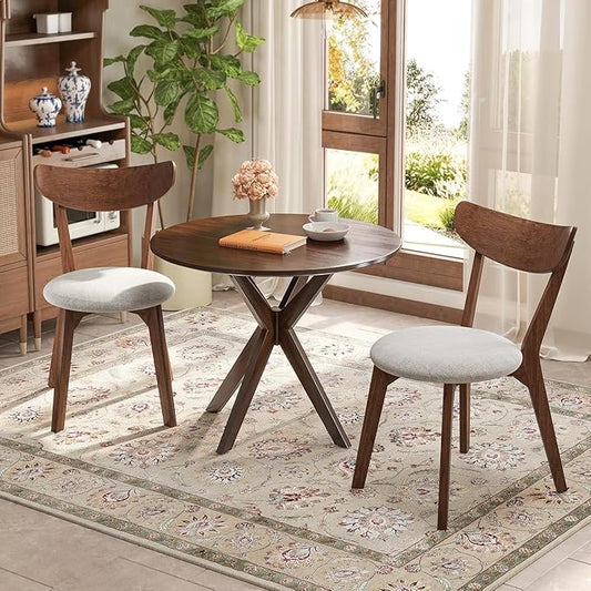 NAFORT Dining Chairs Set of 2, Modern Fabric Upholstered Dining Room Chairs, Wooden Chair Farmhouse Kitchen Side Chairs with Rubber Foot Pads for Bistros, Dining Kitchen Room, Restaurant