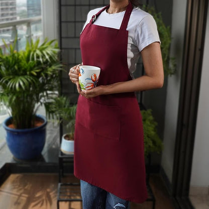 100% Cotton Kitchen Apron with 2 Pockets – Adjustable Chef Apron for Cooking Baking BBQ – Unisex Apron