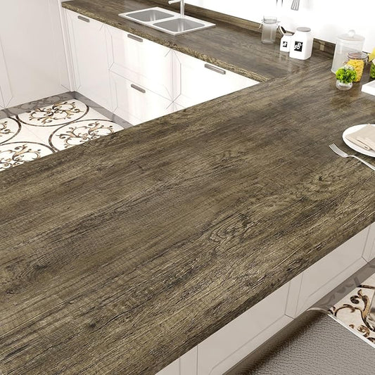 WESTICK Brown Wood Contact Paper Peel and Stick Countertops Waterproof Wood Wallpaper Self Adhesive Wooden Contact Paper Rustic Wooden Grain Vinyl Wrap for Tables Desk Kitchen Cabinets 78" x 15.8"
