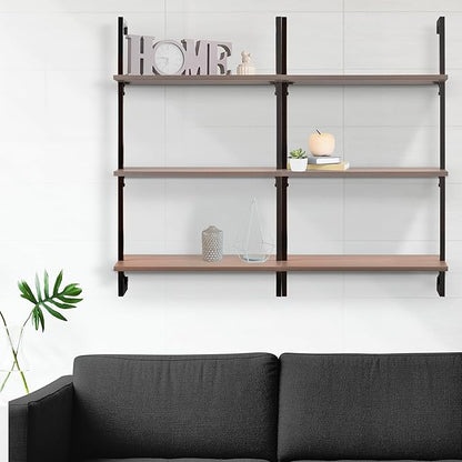 happimess MSH1000A Madera 40.55" Classic Industrial 3-Shelf Wood Wall-Mounted Open Ladder Bookcase with Metal Frame, Black