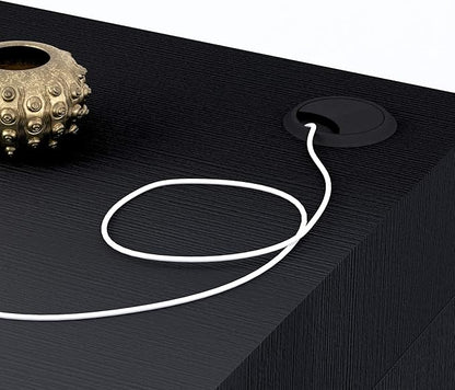 Mobili Fiver, Evolution Dining Table 47.2 x 15.7 in, with Wireless Charger, Ashwood Black with Two Legs, Made in Italy