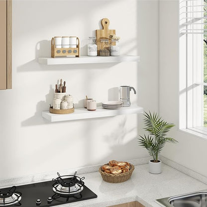 Dreamland 8" Deep Long Floating Shelves, 32 Inches Floating Shelves for Wall Set of 2, Large Display & Storage Shelf, Wall Shelf for Bathroom Bedroom Living Room Kitchen Office, White