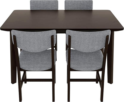 VilroCaz Rustic 5-Piece Dining Set, Solid Wood Rectangle Table with 4 Upholstered Chairs, Farmhouse-Style Dining Furniture for Kitchen & Dining Room, Minimalist Dining Set for 4 (Espresso-1.21)