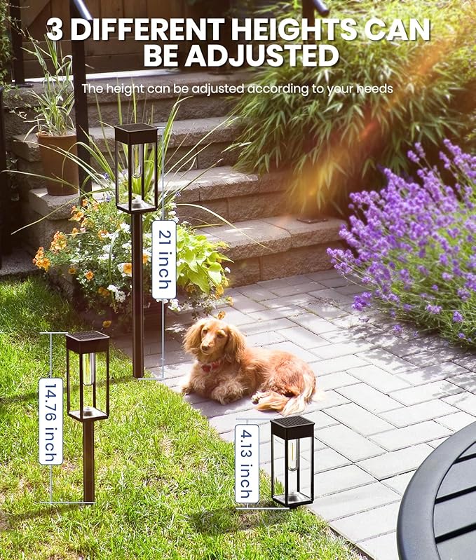 NEWMESSI Solar Pathway Lights Outdoor, 4 Pack Garden Lights IP65 Waterproof, Bright Solar Powered for Outside Yard Path Lawn Walkway Driveway Lighting Landscape Decor (Warm White)