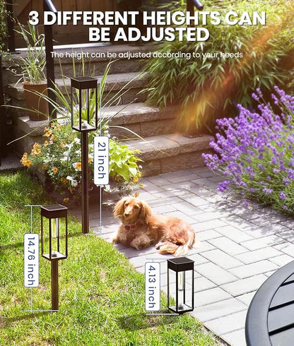 NEWMESSI Solar Pathway Lights for Outside,4 Pack Garden Light Outdoor Waterproof IP65, Bright Pathway Lights Powered Classic Square Design for Walkway/Driveway (Cool White)
