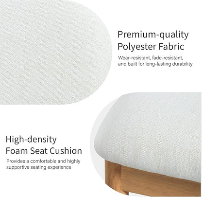 Casaphoria Upholstered Dining Chairs Set of 2, Mid-Century Modern Kitchen Chairs with Solid Wood Legs & Thick Cushion, Ergonomic Fabric Accent Chairs for Dining Room, Vanity & Office, White