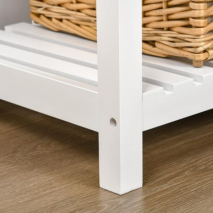 HOMCOM Sideboard Buffet Cabinet with Storage, Modern Coffee Bar Cabinet with 4 Drawers and Slatted Bottom Shelf, Console Table for Kitchen, Living Room, Dining Room, Hallway, White