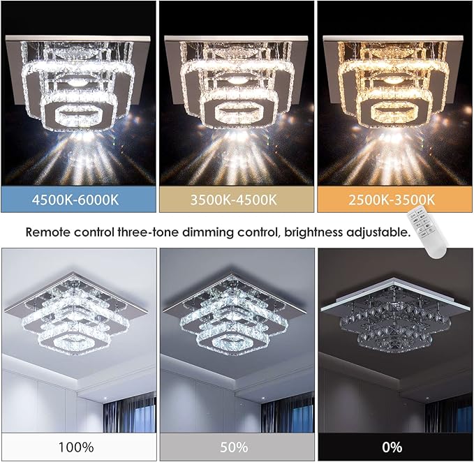Mini Chandelier LED Crystal Ceiling Light 2 Layers Flush Mount Ceiling Light Modern Chandelier Lighting for Hallway Staircase Kitchen Bathroom (Dimmable)