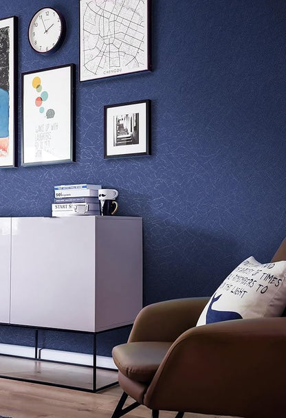 Safiyya 393"x 17.3" Wallpaper Silk Dark Blue Peel and Stick Wallpaper Dark Blue Contact Paper Self Adhesive Removable Solid Color Wall Paper for Bedroom Walls Vinyl Rolls