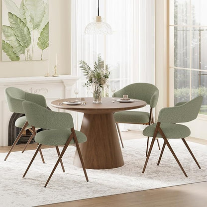 COLAMY Dining Chairs Set of 4, Mid Century Modern Dining Room Kitchen Dinner Chairs with Iron Legs, Open Back and Padded Seat, for Living Room/Bedroom/Restaurant/Cafe, Green