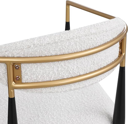 Modern Dining Chairs Set of 2, Fabric Upholstered Dining Room Chairs Stylish Kitchen Chairs,2 Counter Height Bar Stools with Backs, Kitchen Island Seating with Iron Legs, 260lbs Capacity,Beige