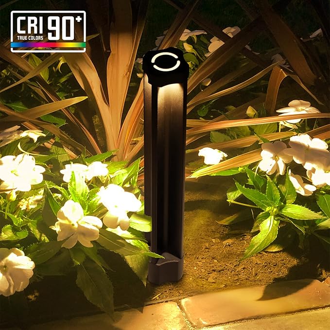 LEONLITE Low Voltage Pathway Lights, 4W Unique Lighting Effects Landscape Lights, Outdoor Landscape Lighting for Driveway, Garden, 12V, ETL, Waterproof, Aluminum, 3000K Warm White, Black, Pack of 6