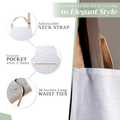 Maison d' Hermine 100% Cotton Apron for women with Pocket Kitchen Chef Apron for Men Cooking Mothers Day Gifts