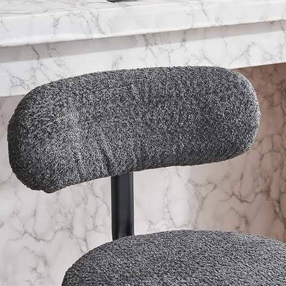 Modern Swivel Stools Set of 2, Upholstered Counter Height Chairs with Metal Legs & Footrest, 360 Swivel Barstools for Kitchen Island, Dining Room, Grey