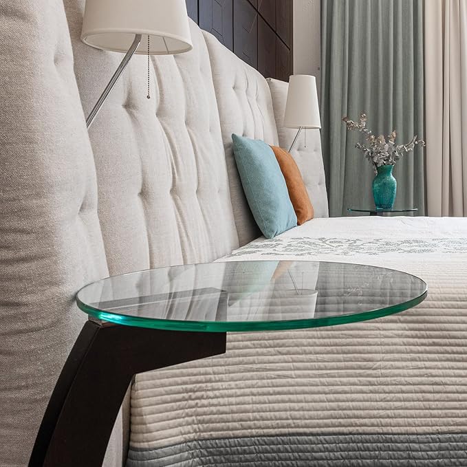 12-Inch Round Tempered Glass Table Top, 3/8” Thick, Flat Polished Edge, Durable Glass for Dining, Coffee, and Office Tables