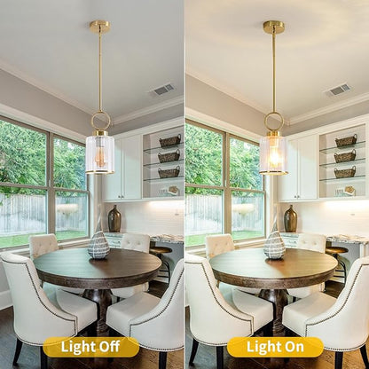 6.1" Modern Clean Glass Pendant Light Round Vintage Farmhouse Pendant Light Fixtures Mini Adjustable Rod Rustic Pendant Lights for Kitchen Island, Dining Room, Bedroom, Hallway, Entryway