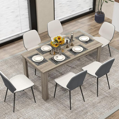 63-Inch Dining Table for 4-6 People, Rectangular Wooden Kitchen Table, L-Shaped Legs, 330 LBS Weight Capacity, Modern Farmhouse Dinette Table for Restaurant, Living Room, Family (Oak)