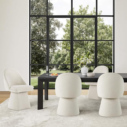 KISLOT Swivel Dining Chairs Set of 2, Upholstered Mid Century Modern Deskchair with Round Back, Linen Fabric Kitchen Chairs for Dining Room, Bedroom, Dressing Room, Linen