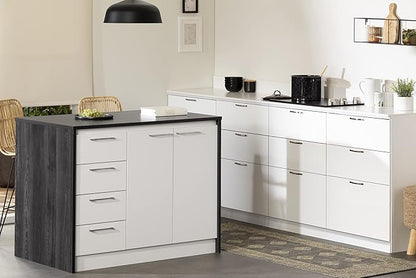 South Shore Kitchen Island, Gray Oak and White
