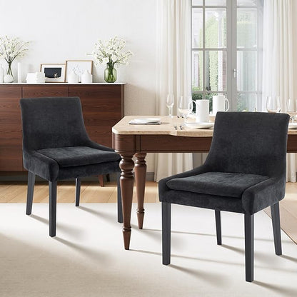 Dining Chairs Set of 4 – Extra Wide & Padded Fabric Dining Chairs with Solid Wood Legs, High-Density Foam Cushion, Mid-Back Modern Kitchen Chairs for Comfortable Everyday Use